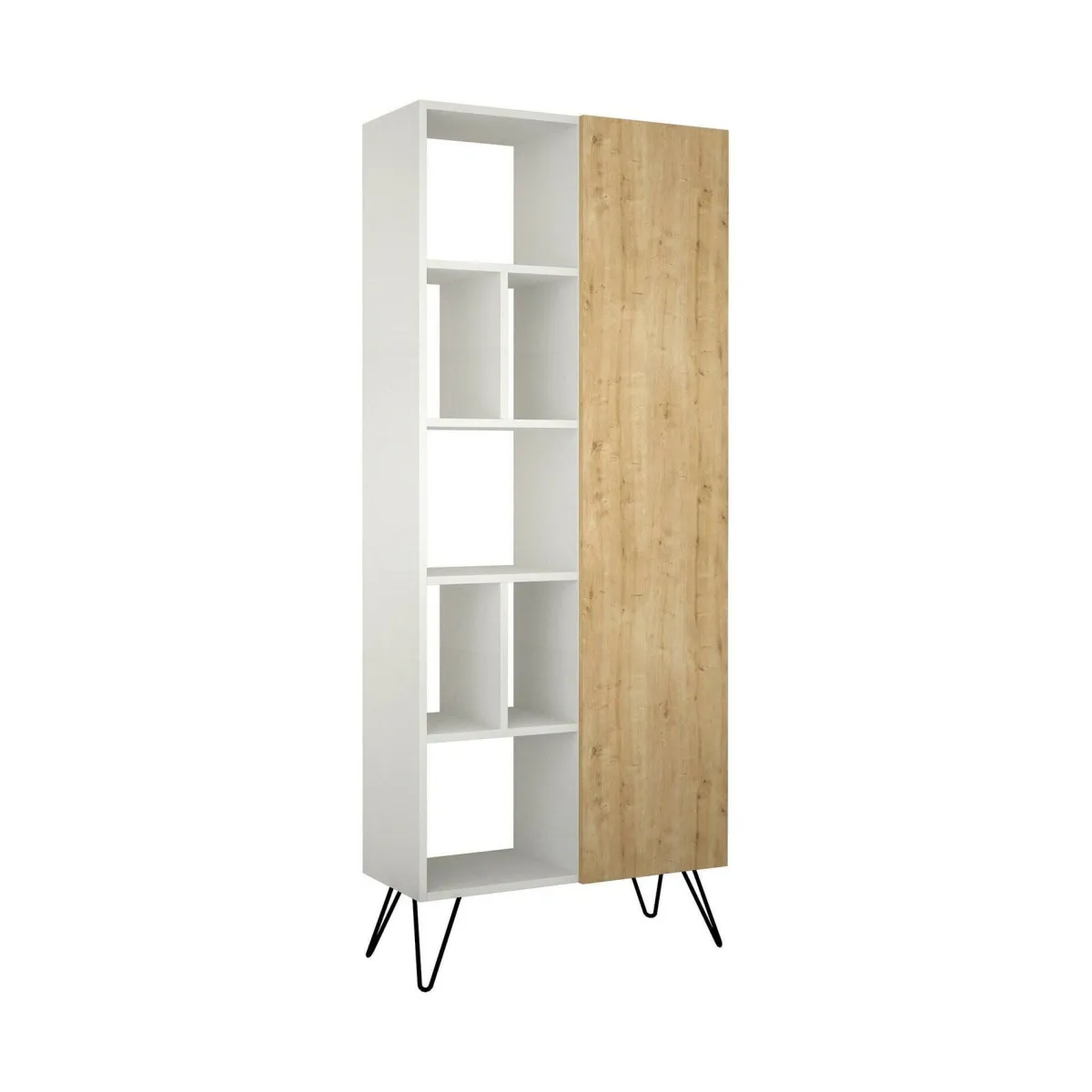 Librerie > Dmora Libreria elegante bianca e quercia 79x190h cm - Lince Marrone, Bianco Quercia