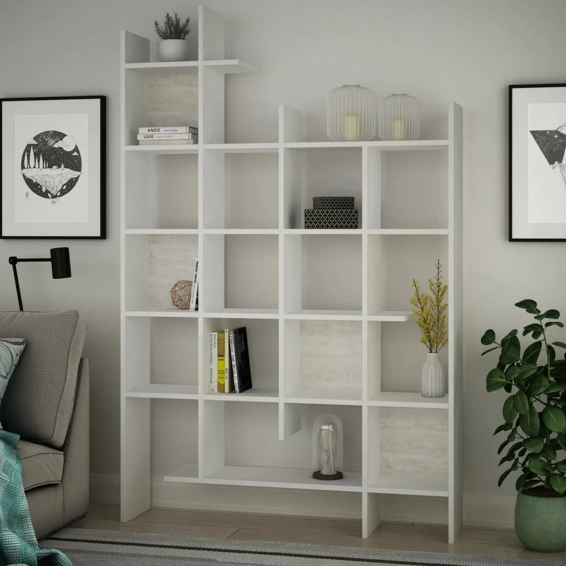 Libreria elegante bianca 122x188h cm - Achela