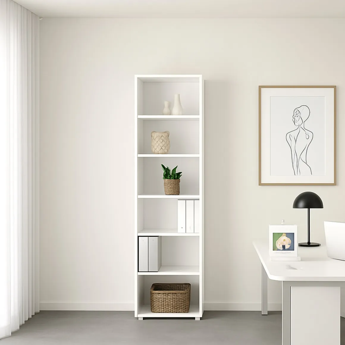 Libreria elegante bianca 47x221h cm - Pabuk