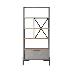 Libreria elegante marrone e grigia 75x160h cm - Fabrice