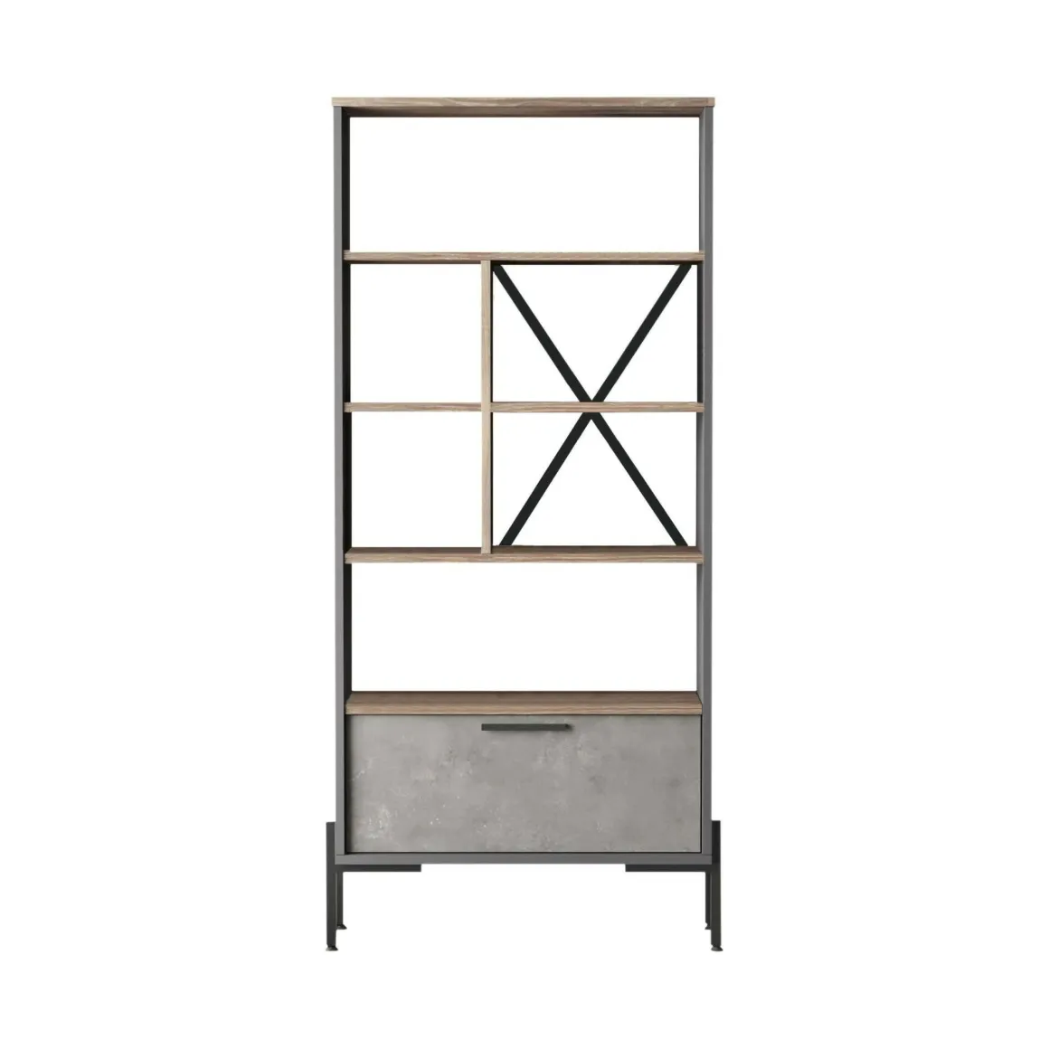Libreria elegante marrone e grigia 75x160h cm - Fabrice