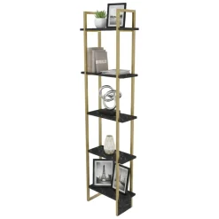 Librerie|Ufficio > Dmora Libreria elegante nera e oro 45x180h cm - Giraffa Oro, Nero