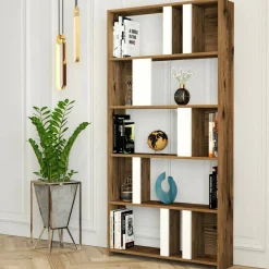 Libreria elegante noce e bianca 90x180h cm - Scapolita