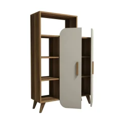 Librerie > Dmora Libreria elegante noce e crema 90x132h cm - Agni Bianco Crema, Marrone Noce
