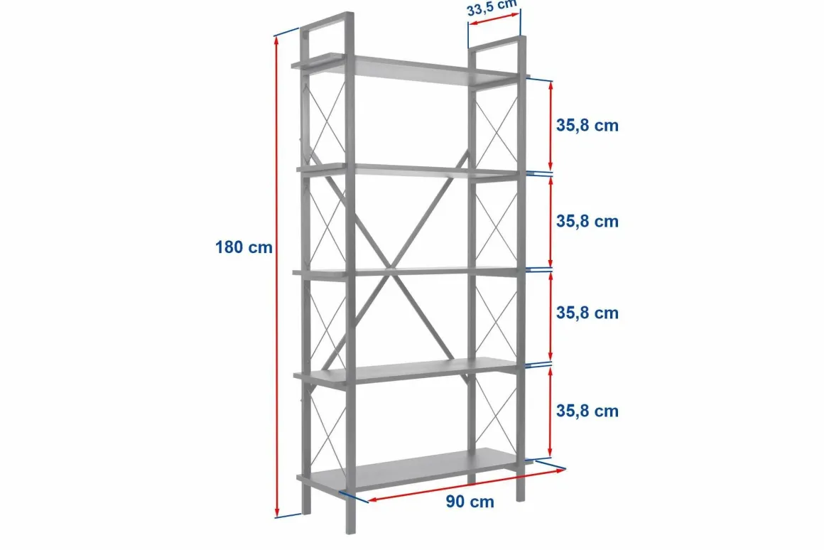 Libreria fissa nera 90x180h cm - Suriel
