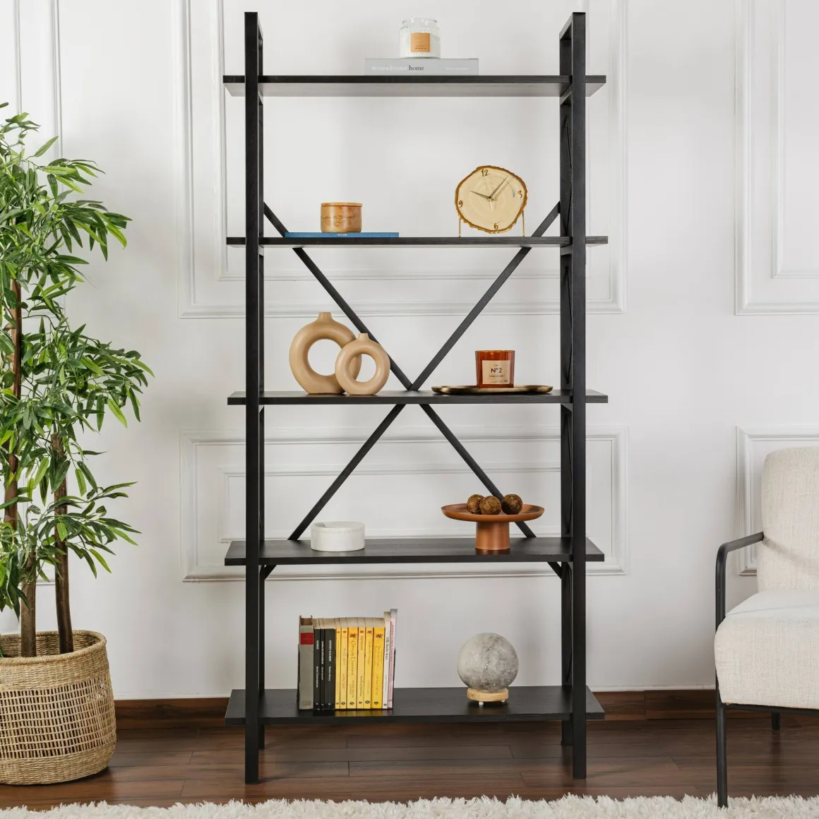 Libreria fissa nera 90x180h cm - Suriel