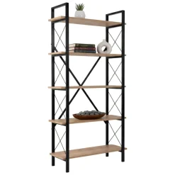 Librerie > Dmora Libreria fissa quercia e nera 90x180h cm - Suriel Nero, Marrone Quercia