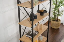 Librerie > Dmora Libreria fissa quercia e nera 90x180h cm - Suriel Nero, Marrone Quercia