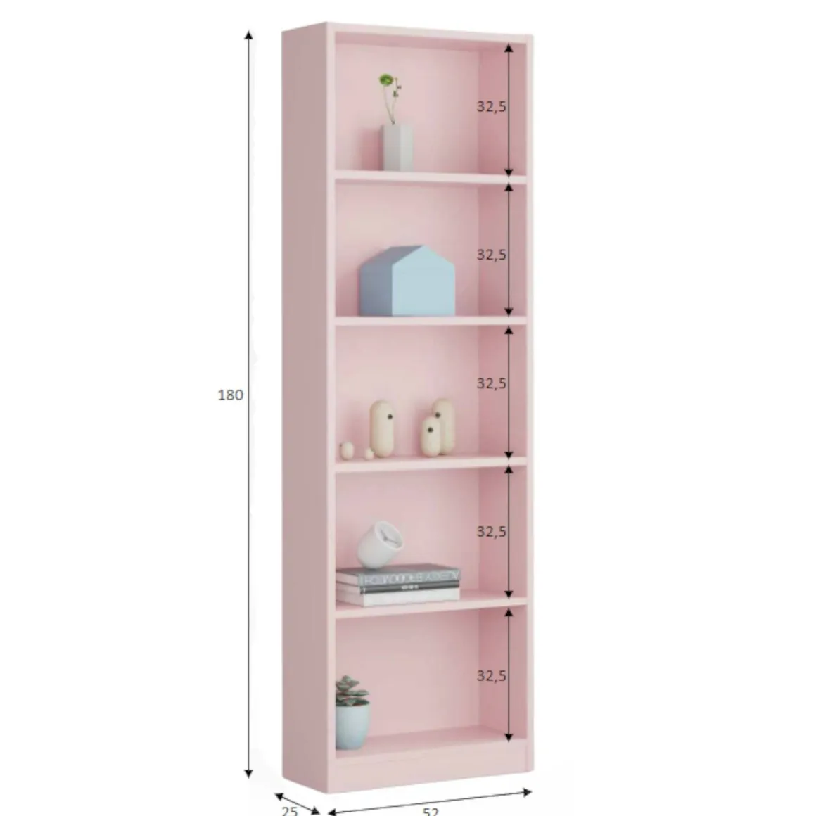 Libreria fissa rosa 52x180h cm - Artico