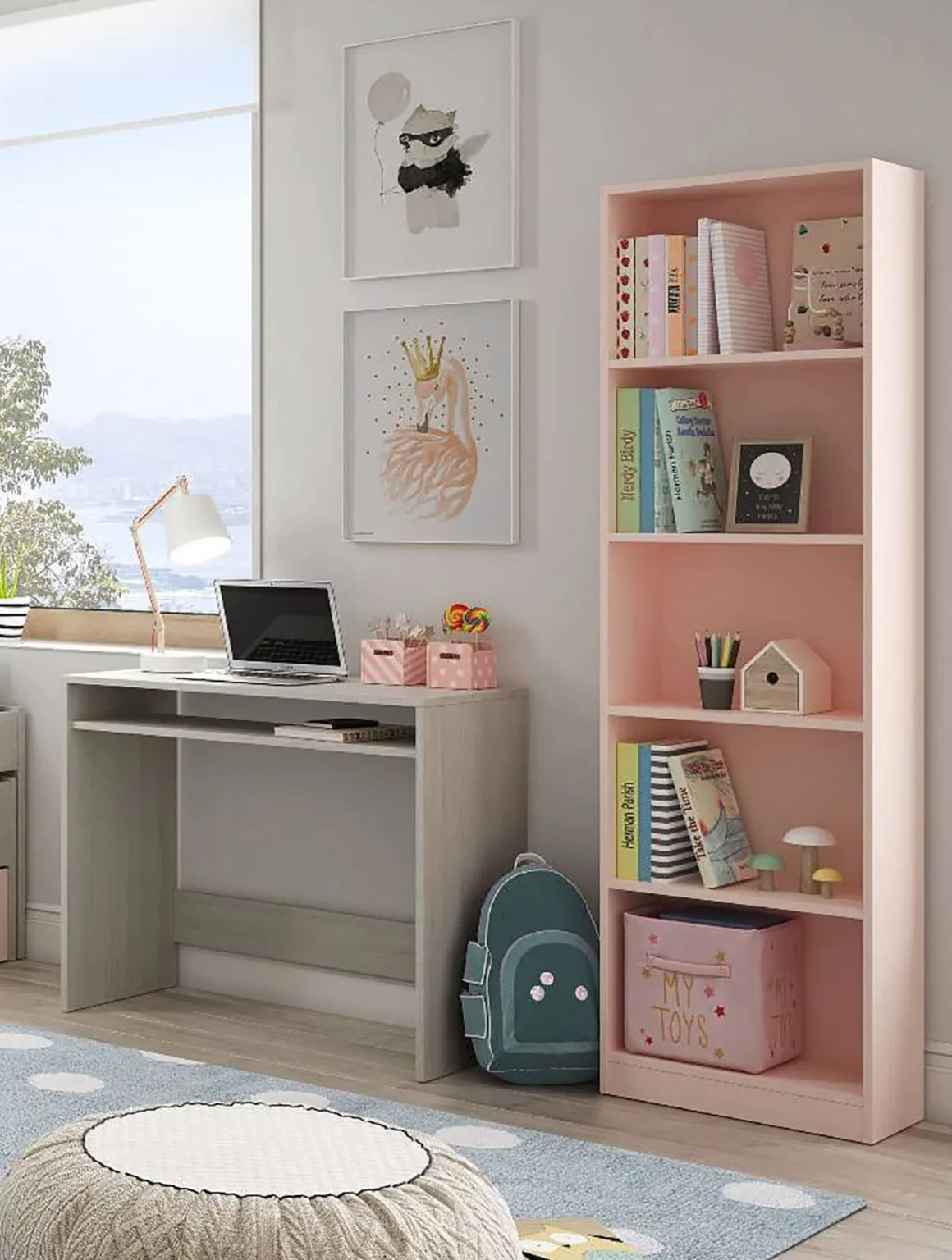 Libreria fissa rosa 52x180h cm - Artico