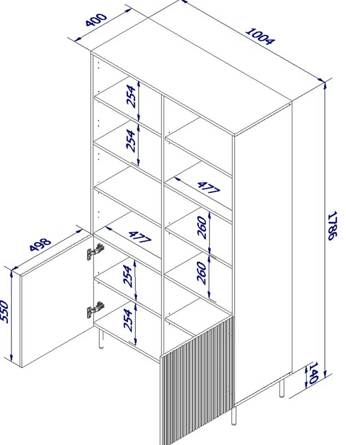 Libreria Ghilarza, 100x42 h177 cm, Beige