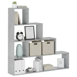Libreria Grigio Cemento 3 Ripiani Installazione a Terra 145x28x143h cm, Sfumatura Colore Struttura Cemento - Serole