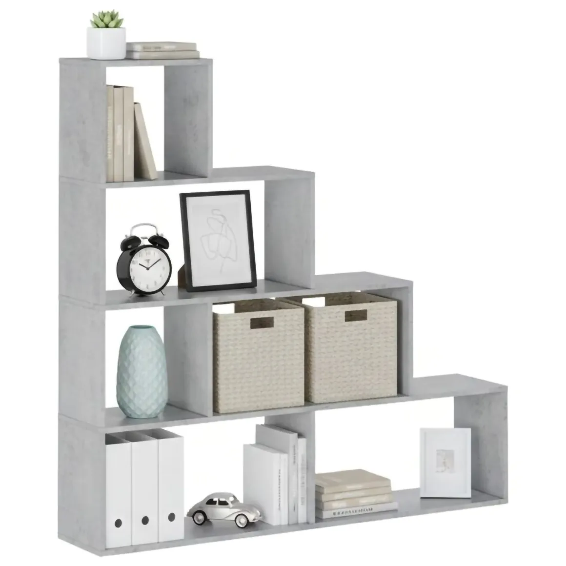 Librerie > Dmora Libreria 5 Ripiani Installazione a Terra 80x25x191h cm, Sfumatura Colore Struttura Cemento - Clisi Grigio Cemento