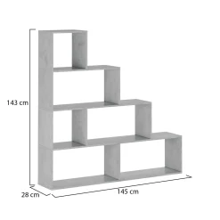 Librerie > Dmora Libreria 5 Ripiani Installazione a Terra 80x25x191h cm, Sfumatura Colore Struttura Cemento - Clisi Grigio Cemento