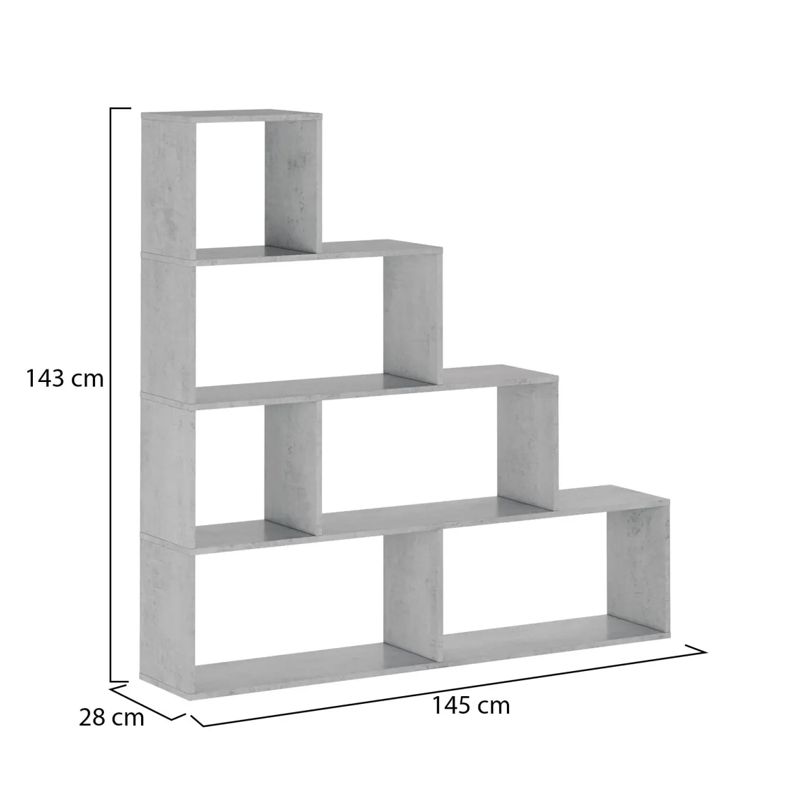Librerie > Dmora Libreria 5 Ripiani Installazione a Terra 80x25x191h cm, Sfumatura Colore Struttura Cemento - Clisi Grigio Cemento
