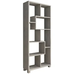 Libreria Grigio Cemento 8 Ripiani Installazione a Terra 68x25x161h cm, Struttura Aperta - Veniano