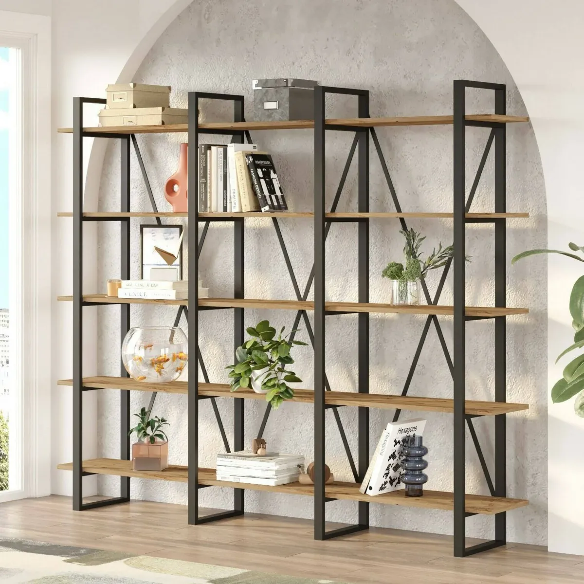 Librerie|Ufficio > Dmora Libreria larga quercia 219x180h cm - Altano Marrone Quercia
