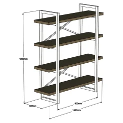 Librerie > Dmora Libreria Marrone Nero 5 Ripiani Installazione Libera 126x26x160h cm, Materiale Struttura in Metallo - Muggio Nero, Marrone
