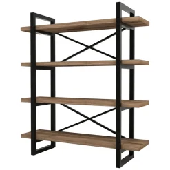 Librerie > Dmora Libreria Marrone Nero 5 Ripiani Installazione Libera 126x26x160h cm, Materiale Struttura in Metallo - Muggio Nero, Marrone