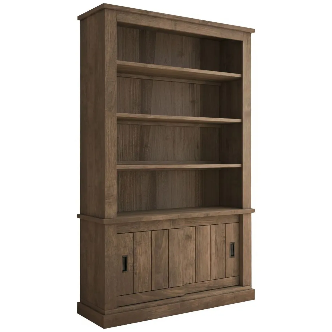 Libreria Marrone Noce Marrone Noce 3 Ripiani 2 Ante 122x40x203h cm, Installazione a Terra - Evandro