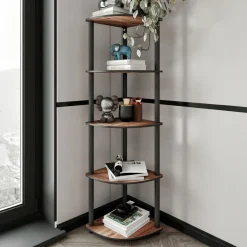 Librerie > Dmora Libreria Marrone Noce Nero 4 Ripiani Installazione Libera 34x34x139h cm, Sfumatura Colore Struttura Noce - Sessanio Nero, Marrone Noce