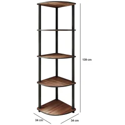Librerie > Dmora Libreria Marrone Noce Nero 4 Ripiani Installazione Libera 34x34x139h cm, Sfumatura Colore Struttura Noce - Sessanio Nero, Marrone Noce