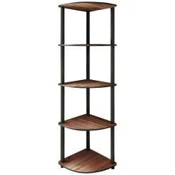 Librerie > Dmora Libreria Marrone Noce Nero 4 Ripiani Installazione Libera 34x34x139h cm, Sfumatura Colore Struttura Noce - Sessanio Nero, Marrone Noce