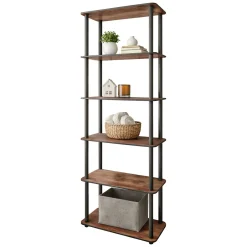 Librerie > Dmora Libreria Marrone Noce Nero 4 Ripiani Installazione Libera 63x30x150h cm, Utilizzabile Come Divisorio Locale - Pignone Nero, Marrone Noce