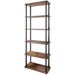Libreria Marrone Noce Nero 4 Ripiani Installazione Libera 60x30x173h cm, Sfumatura Colore Struttura Noce - Nervina