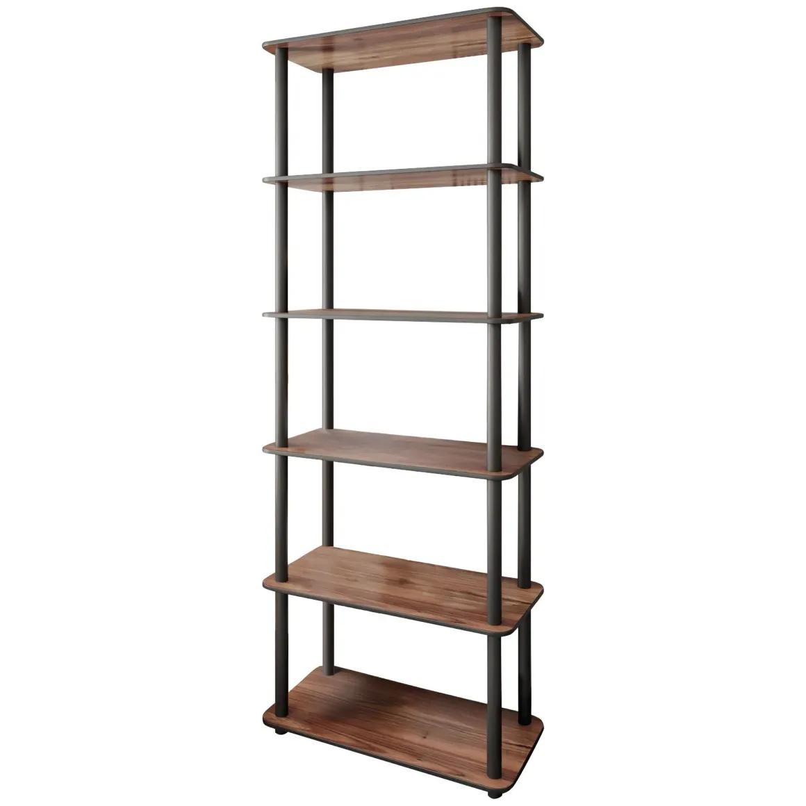 Libreria Marrone Noce Nero 4 Ripiani Installazione Libera 60x30x173h cm, Sfumatura Colore Struttura Noce - Nervina