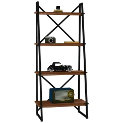 Librerie > Dmora Libreria Marrone Noce Nero 4 Ripiani Installazione Libera 66x32x150h cm, Utilizzabile Come Divisorio Locale - Framur Nero, Marrone Noce