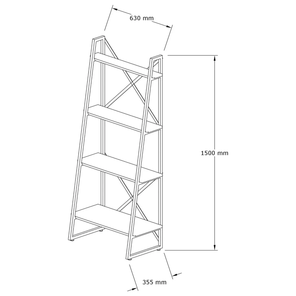 Libreria Marrone Noce Nero 4 Ripiani Installazione Libera 66x30x150h cm, Utilizzabile Come Divisorio Locale - Framura