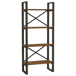 Librerie > Dmora Libreria Marrone Noce Nero 4 Ripiani Installazione Libera 66x32x150h cm, Utilizzabile Come Divisorio Locale - Framur Nero, Marrone Noce