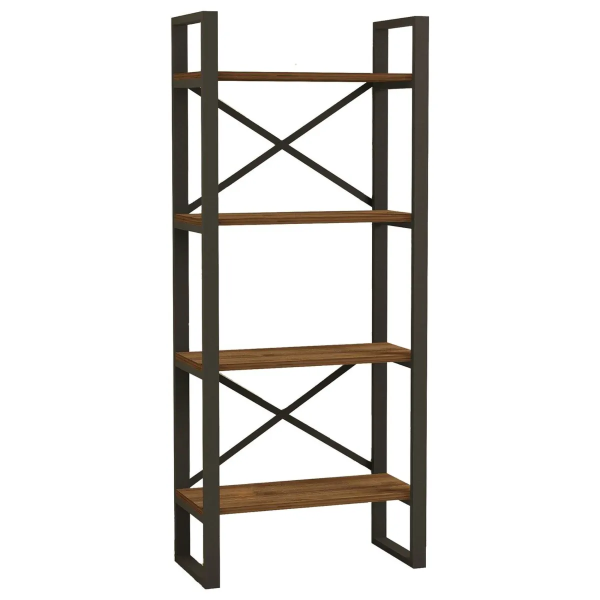 Librerie > Dmora Libreria Marrone Noce Nero 4 Ripiani Installazione Libera 66x32x150h cm, Utilizzabile Come Divisorio Locale - Framur Nero, Marrone Noce
