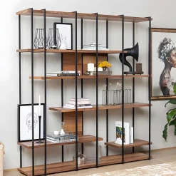 Librerie > Dmora Libreria Marrone Noce Nero 5 Ripiani Installazione Libera 34x34x173h cm, Sfumatura Colore Struttura Noce - Schiavon Nero, Marrone Noce