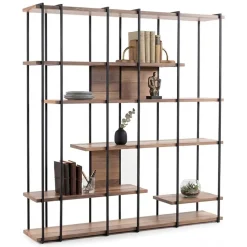 Librerie > Dmora Libreria Marrone Noce Nero 5 Ripiani Installazione Libera 34x34x173h cm, Sfumatura Colore Struttura Noce - Schiavon Nero, Marrone Noce