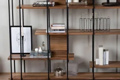 Libreria Marrone Noce Nero 5 Ripiani Installazione Libera 170x35x180h cm, Utilizzabile Come Divisorio Locale - Calogero