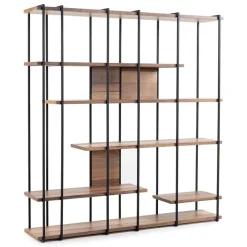 Libreria Marrone Noce Nero 5 Ripiani Installazione Libera 170x35x180h cm, Utilizzabile Come Divisorio Locale - Calogero