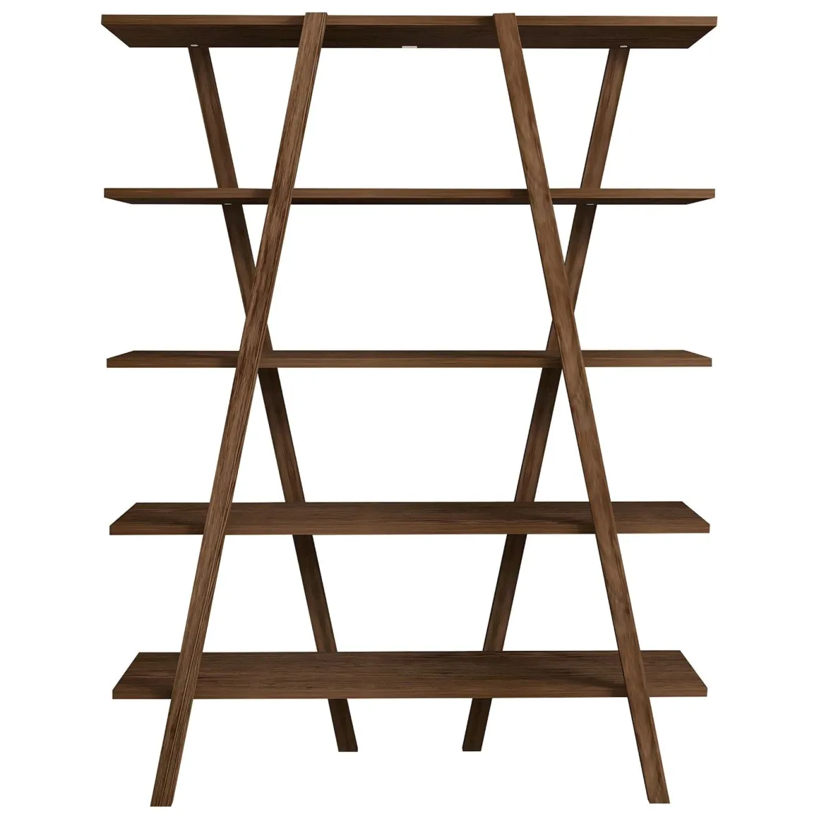 Libreria Marrone Noce 4 Ripiani Installazione Libera 115x30x144h cm, Struttura Verticale - Soragna
