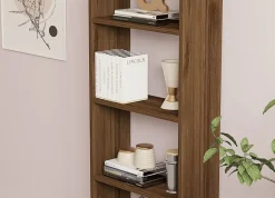 Libreria Marrone Noce 5 Ripiani Installazione Libera 50x20x160h cm, Struttura Verticale - Burcei