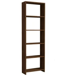 Libreria Marrone Noce 5 Ripiani Installazione Libera 50x20x160h cm, Struttura Verticale - Burcei