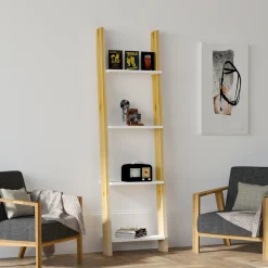 Libreria Marrone Rovere Bianco 4 Ripiani Installazione Libera 49x25x170h cm, Sfumatura Colore Struttura Rovere - Nembro
