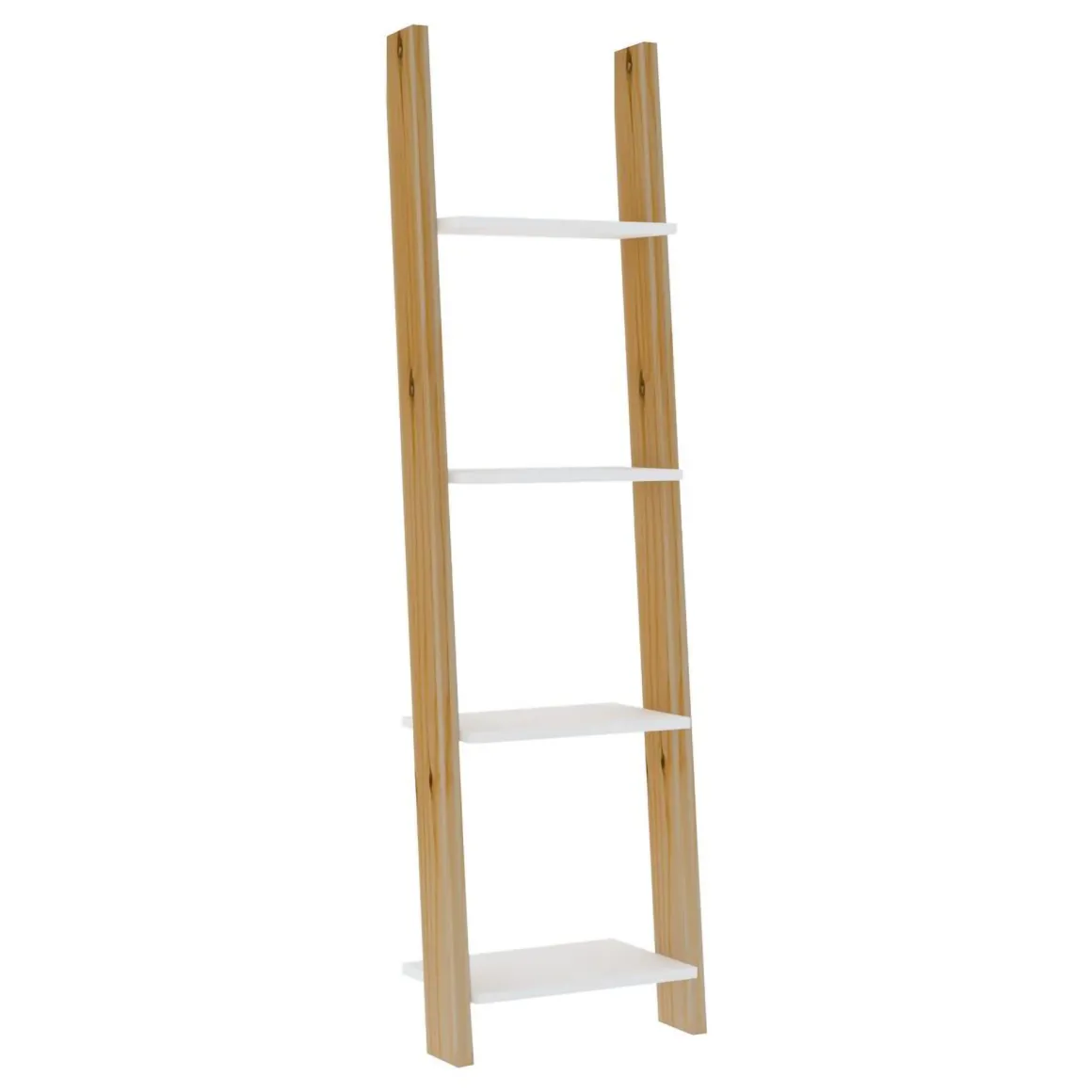 Libreria Marrone Rovere Bianco 4 Ripiani Installazione Libera 49x25x170h cm, Sfumatura Colore Struttura Rovere - Nembro