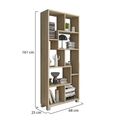 Librerie > Dmora Libreria Marrone Rovere Cassetti 8 Ripiani 68x25x161h cm, - Veniano Rovere, Marrone