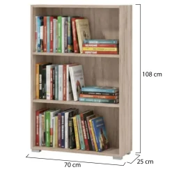 Libreria Marrone Rovere Grigio 2 Ripiani Installazione a Terra 70x24.5x107.5h cm, Sfumatura Colore Struttura Rovere Grigio - Moiano