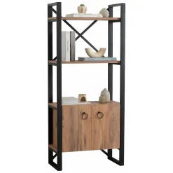 Librerie > Dmora Libreria Marrone Rovere Nero 4 Ripiani Installazione Libera 30x156x60h cm, Utilizzabile Come Divisorio Locale - Pocenia Nero, Marrone Rovere