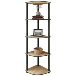 Librerie > Dmora Libreria Marrone Rovere Nero 4 Ripiani Installazione Libera 60x30x173h cm, Sfumatura Colore Struttura Rovere - Nervina Nero, Marrone Rovere