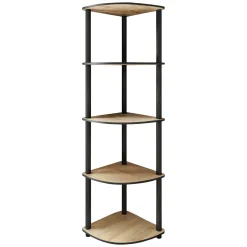 Librerie > Dmora Libreria Marrone Rovere Nero 4 Ripiani Installazione Libera 60x30x173h cm, Sfumatura Colore Struttura Rovere - Nervina Nero, Marrone Rovere