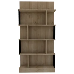 Libreria Marrone Rovere Nero 4 Ripiani Installazione Libera 80x22x160h cm, Sfumatura Colore Struttura Rovere - Pedara