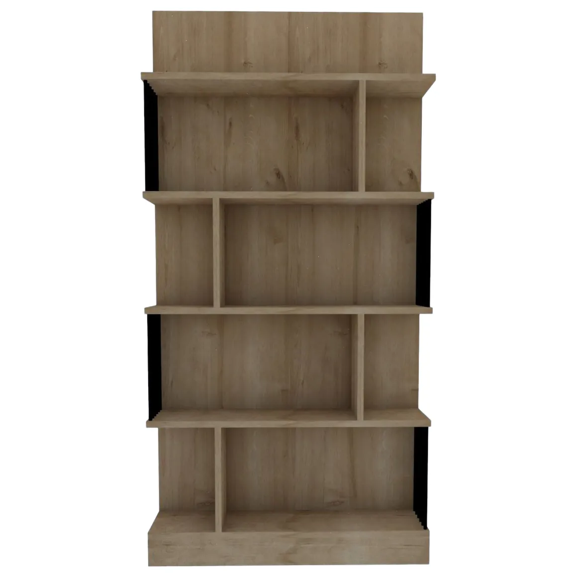 Libreria Marrone Rovere Nero 4 Ripiani Installazione Libera 80x22x160h cm, Sfumatura Colore Struttura Rovere - Pedara